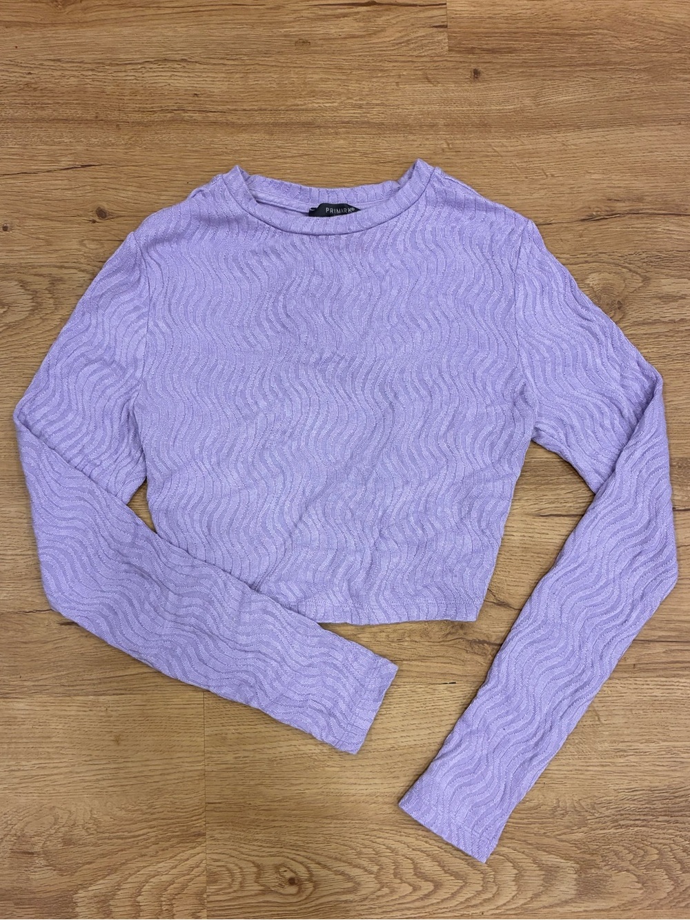 Primark Lilac Wave-Textured Long Sleeve Crop Top